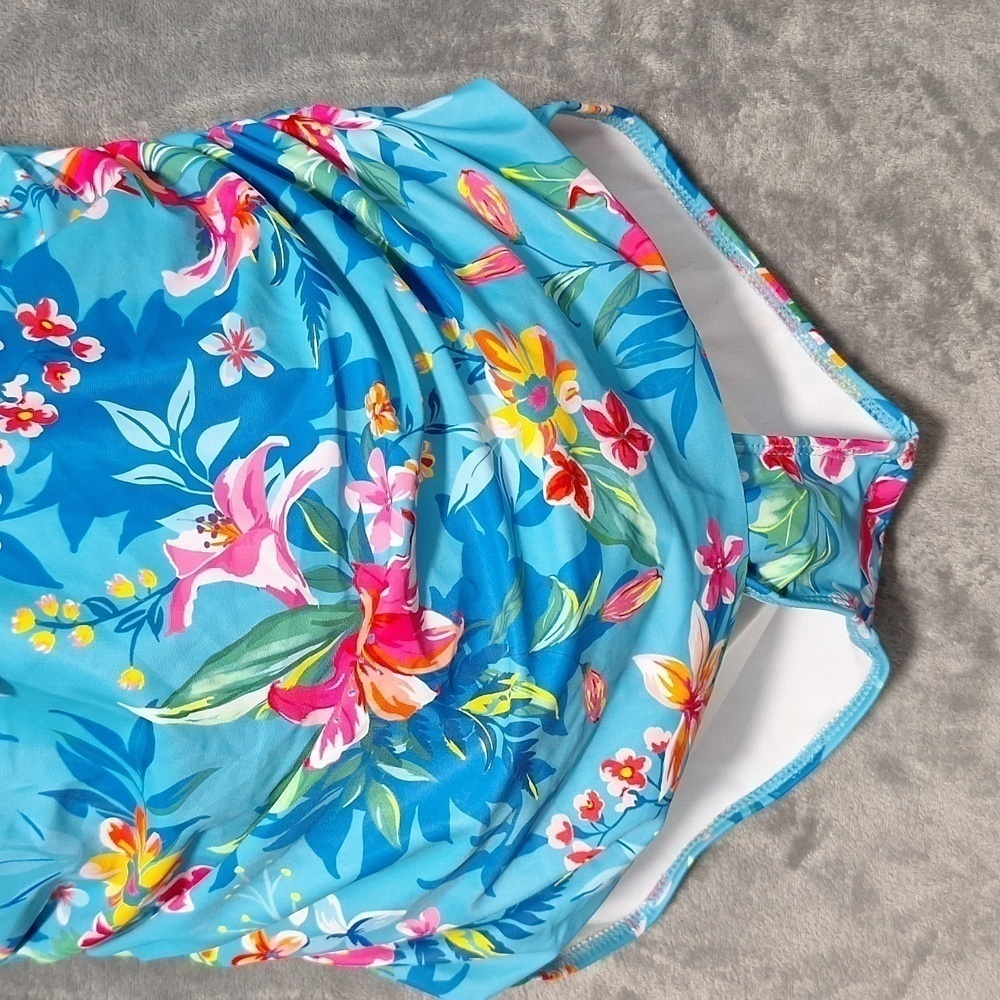 Tropica Floral Blue Women's One Piece Swimsuit - Picture 6 of 12